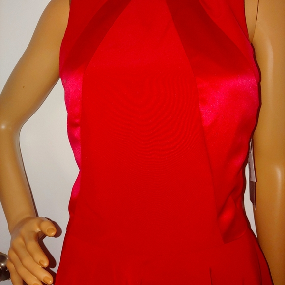 LELA ROSE 10 RED RACER BACK SKATER DRESS - Picture 3 of 11